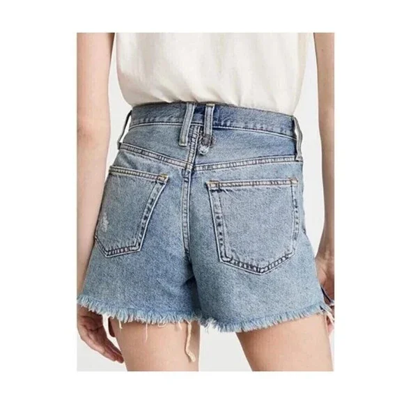 Free People Women Size 29 Makai Distressed Denim Button Fly NEW Jean Short Boho
